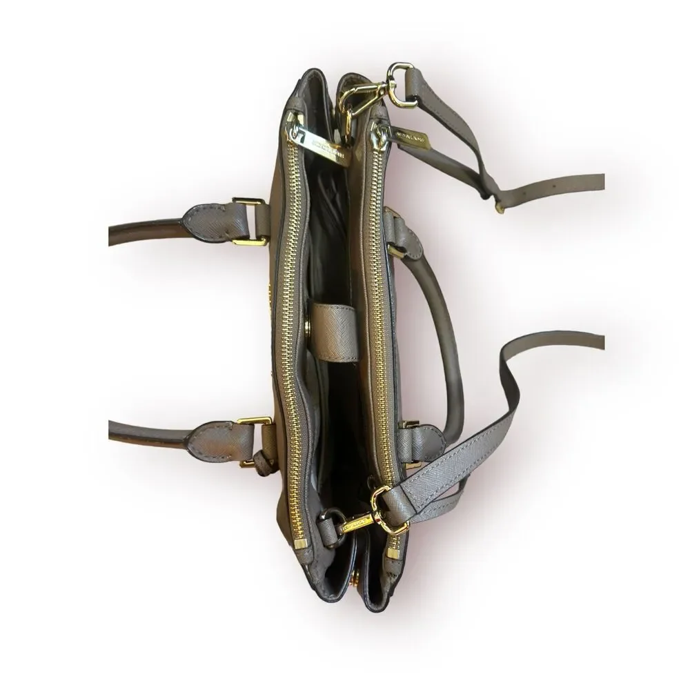 Michael Kors Sutton Saffiano Nude‎ Taupe Satchel Bag - Picture 4 of 10